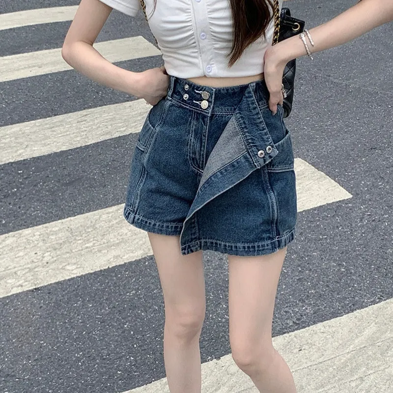 High-Waisted Casual Women's Mini Denim Short Skirt