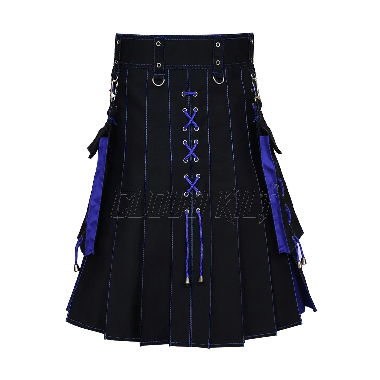 Hybrid Black and Blue Utility Kilt For Men