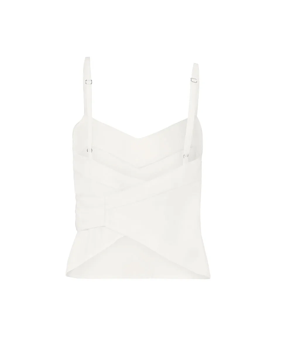 Maia Bamboo Poplin Wrap Camisole Top - Natural