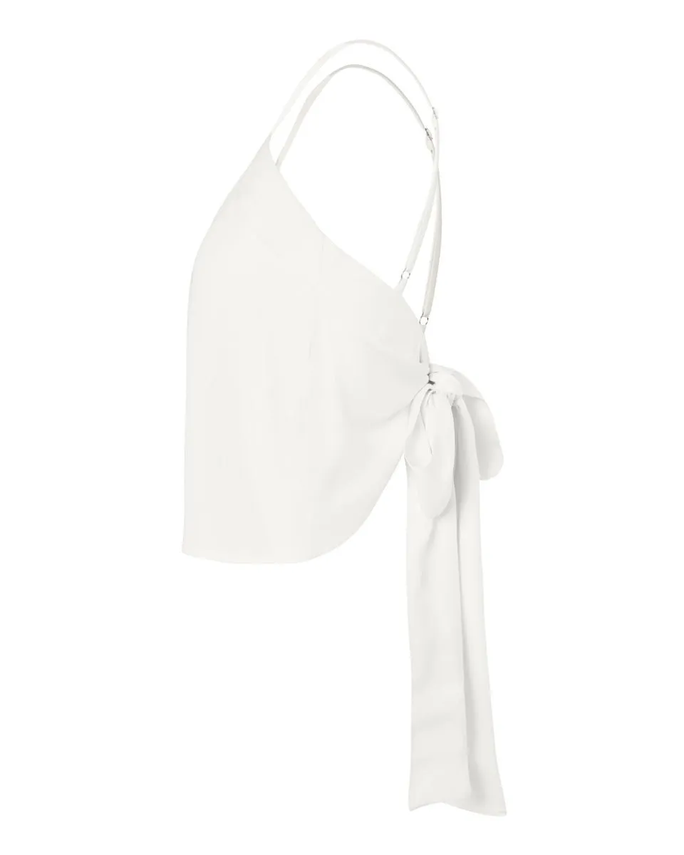 Maia Bamboo Poplin Wrap Camisole Top - Natural