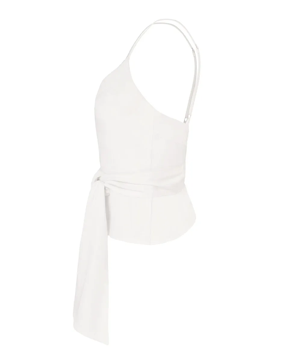 Maia Bamboo Poplin Wrap Camisole Top - Natural