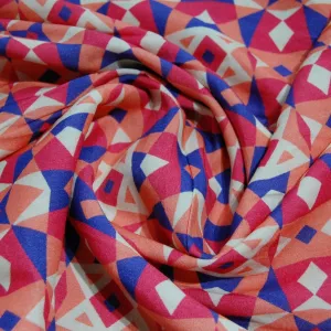 Multi Color Geometrical Print Rayon Fabric