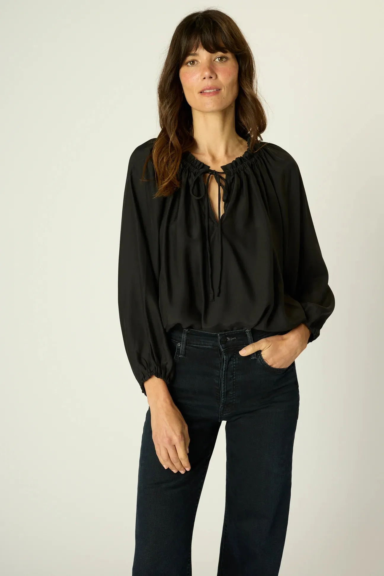 NATALIE MARTIN ASHLEY TOP IN BLACK SILK