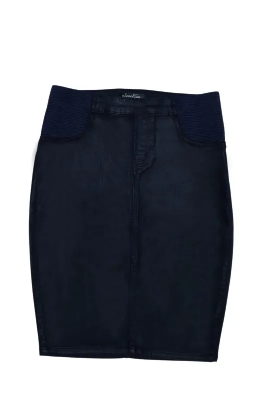 Navy Wax Pencil Skirt Maternity