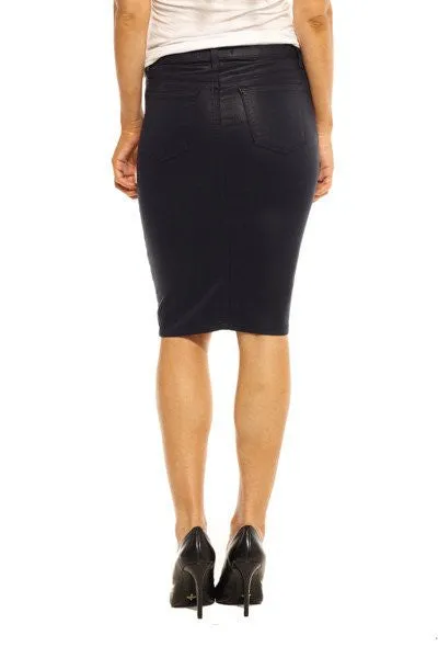 Navy Wax Pencil Skirt Maternity