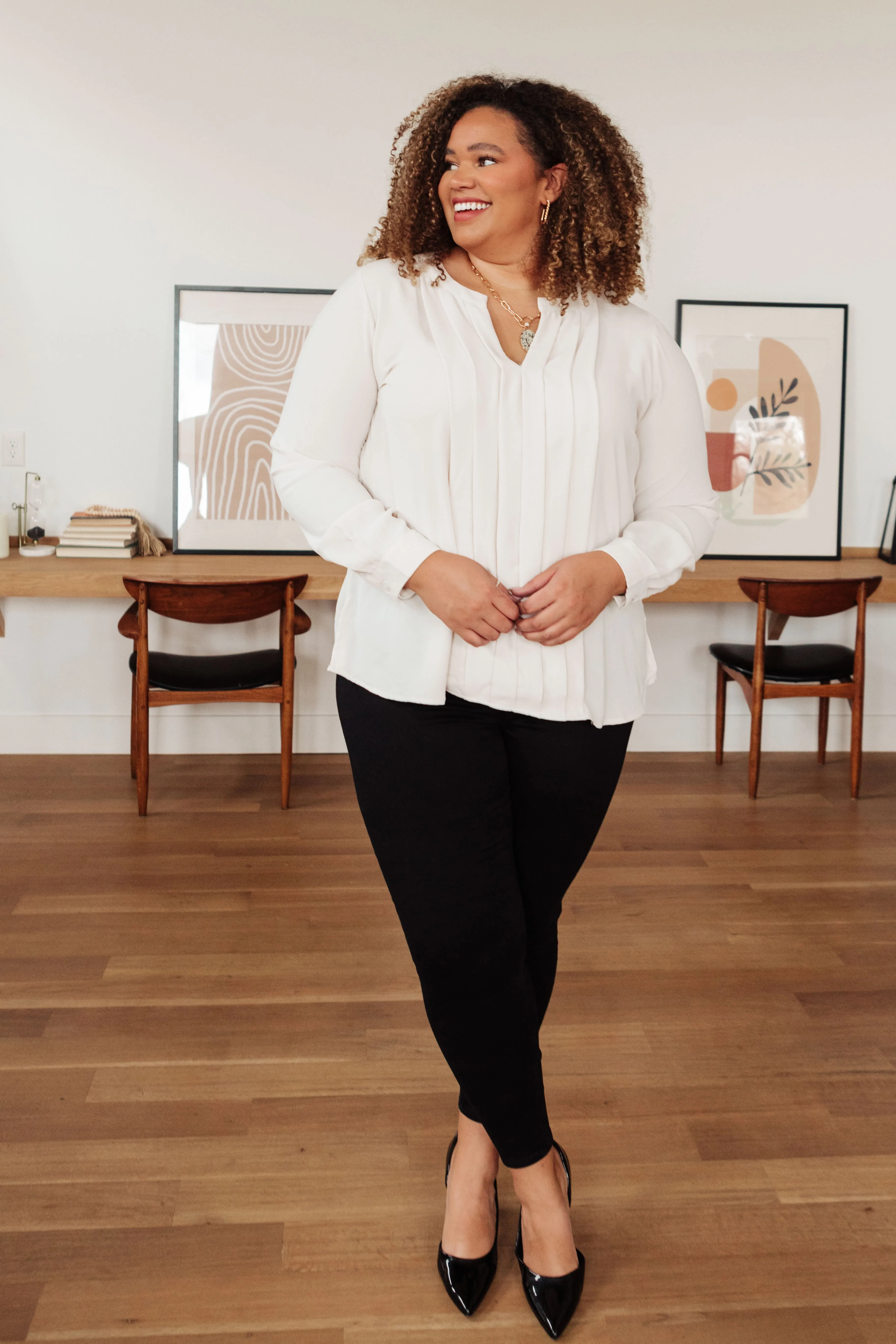 On Call Office Blouse in Cream