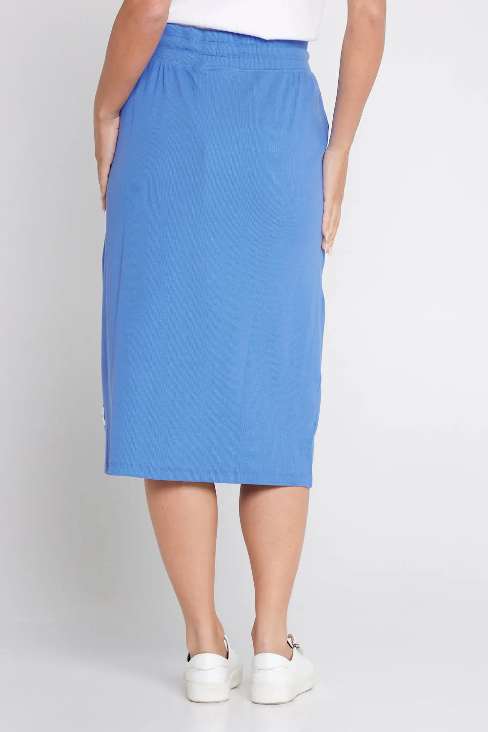 Rib Midi Skirt - Cerulean Blue