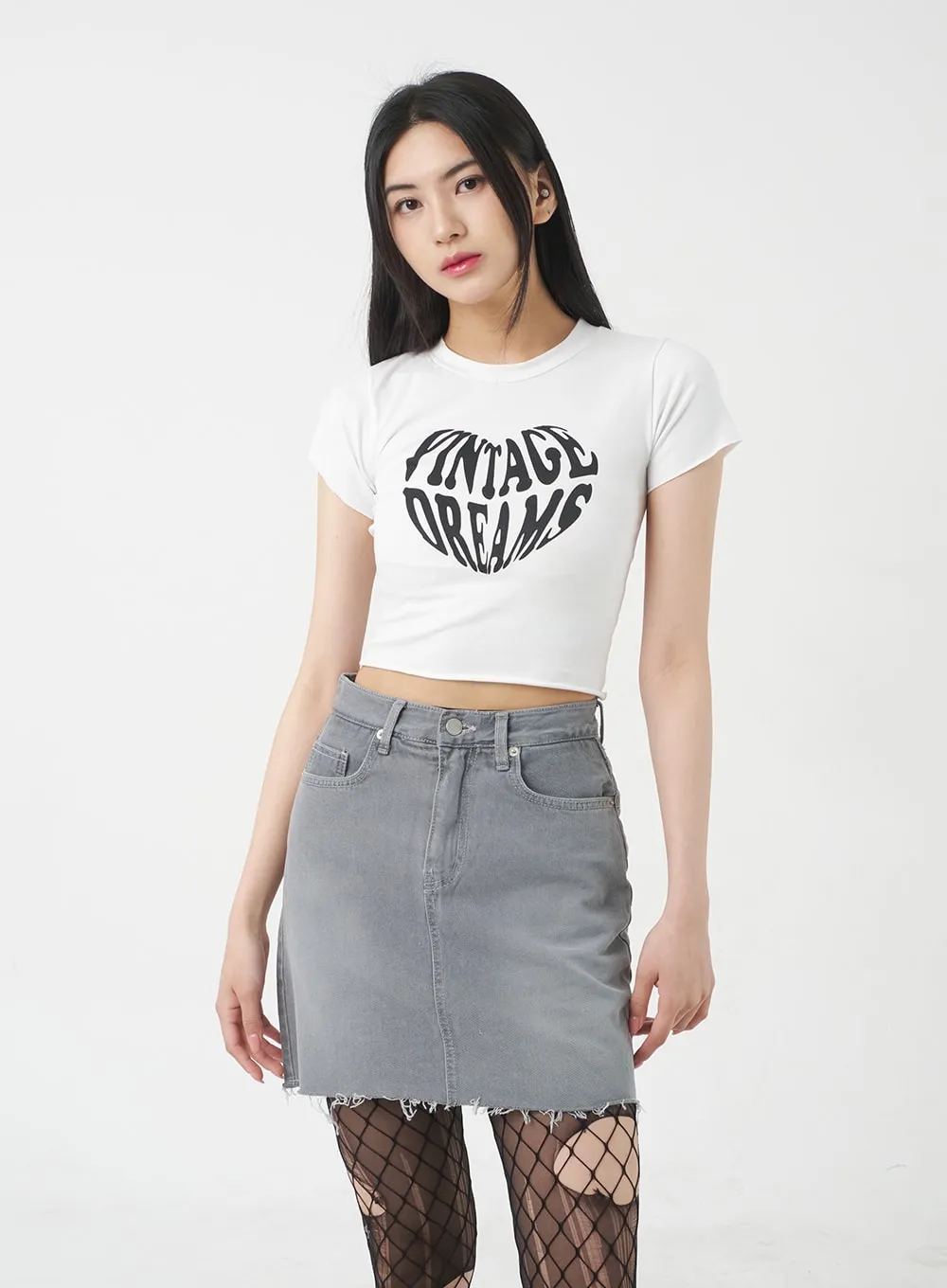 Ripped Hem Mini Skirt BY309