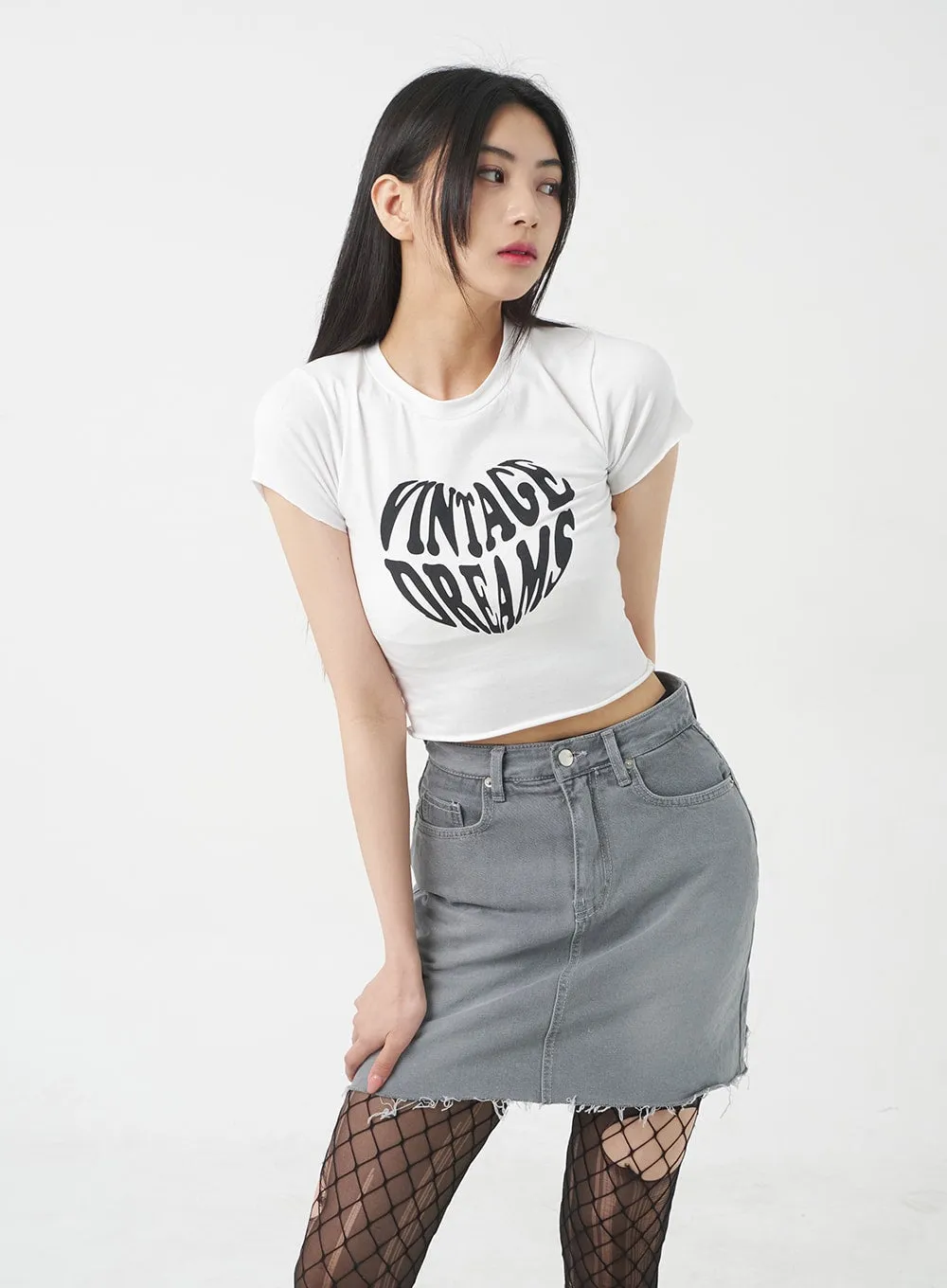 Ripped Hem Mini Skirt BY309