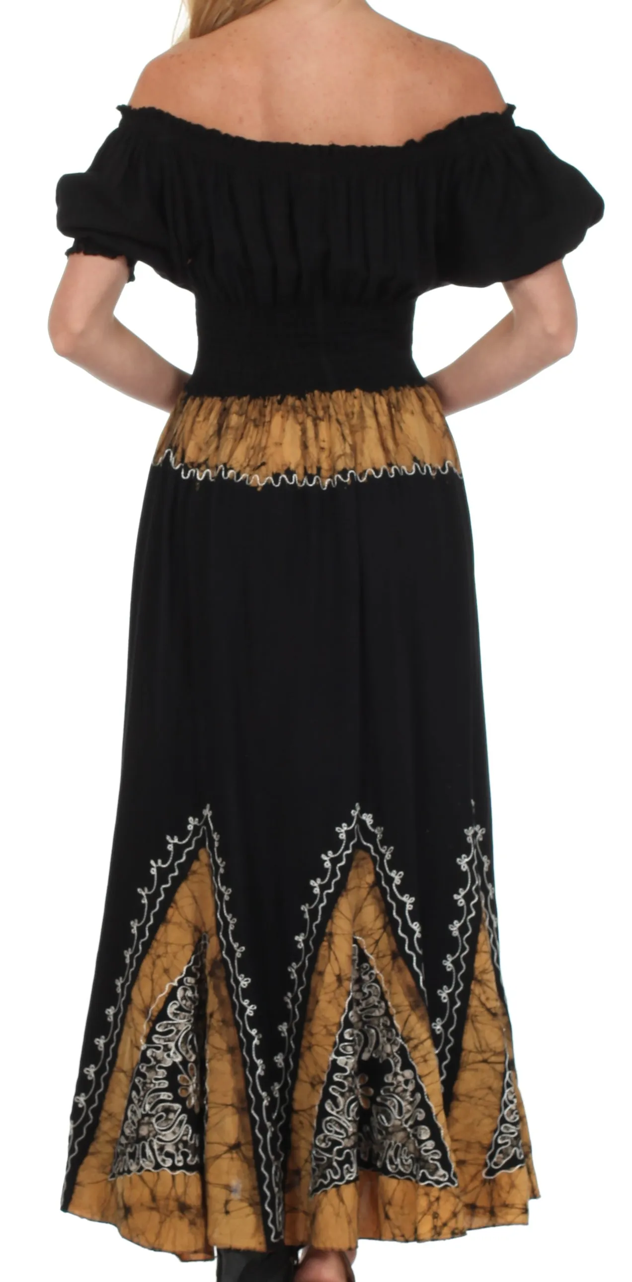 Sakkas Jacquelyn Batik Embroidered Peasant Dress