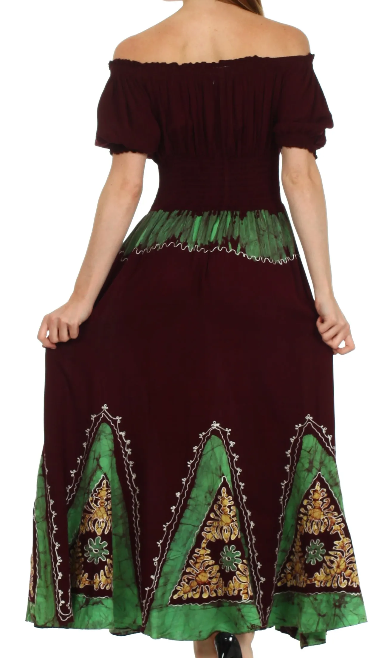 Sakkas Jacquelyn Batik Embroidered Peasant Dress