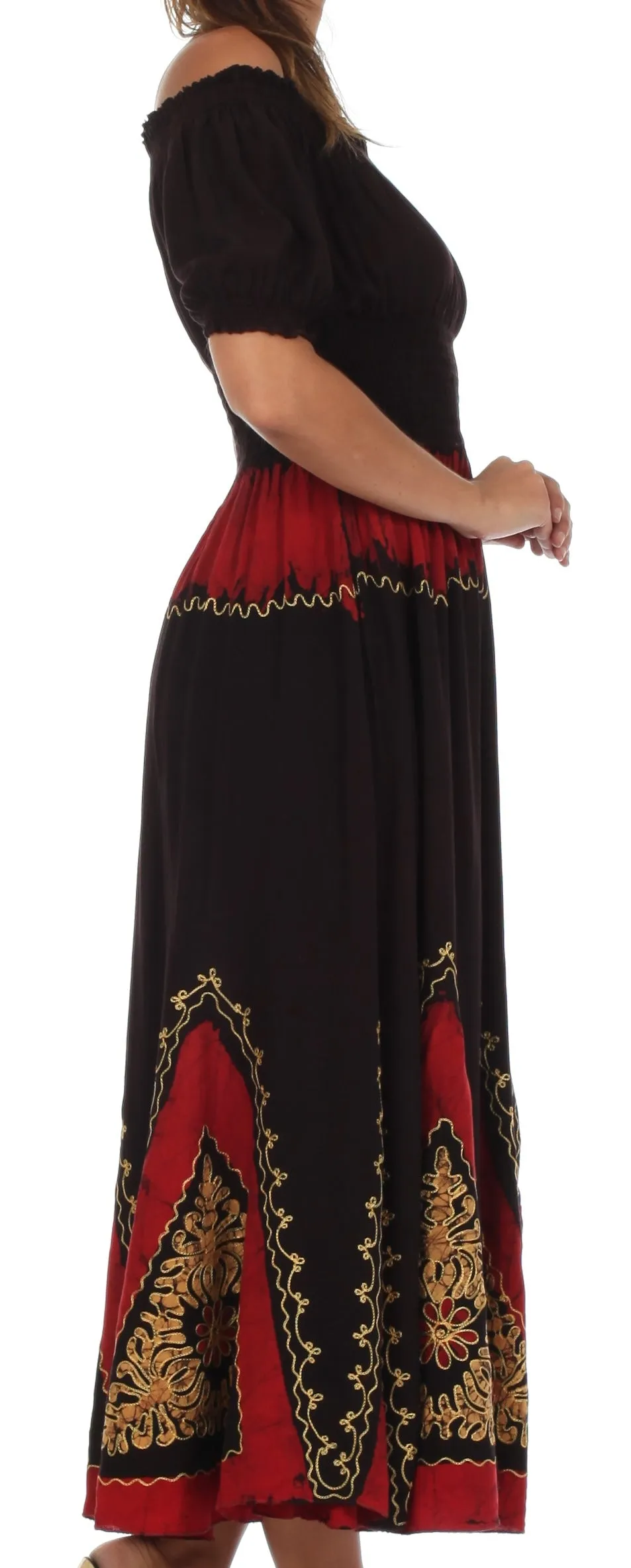 Sakkas Jacquelyn Batik Embroidered Peasant Dress