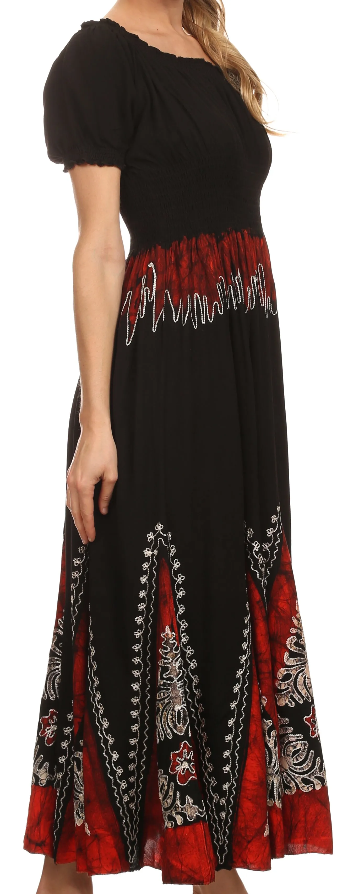 Sakkas Jacquelyn Batik Embroidered Peasant Dress