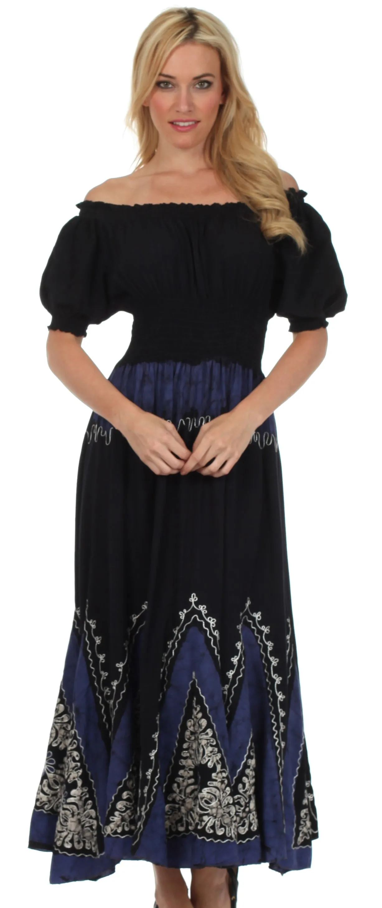 Sakkas Jacquelyn Batik Embroidered Peasant Dress