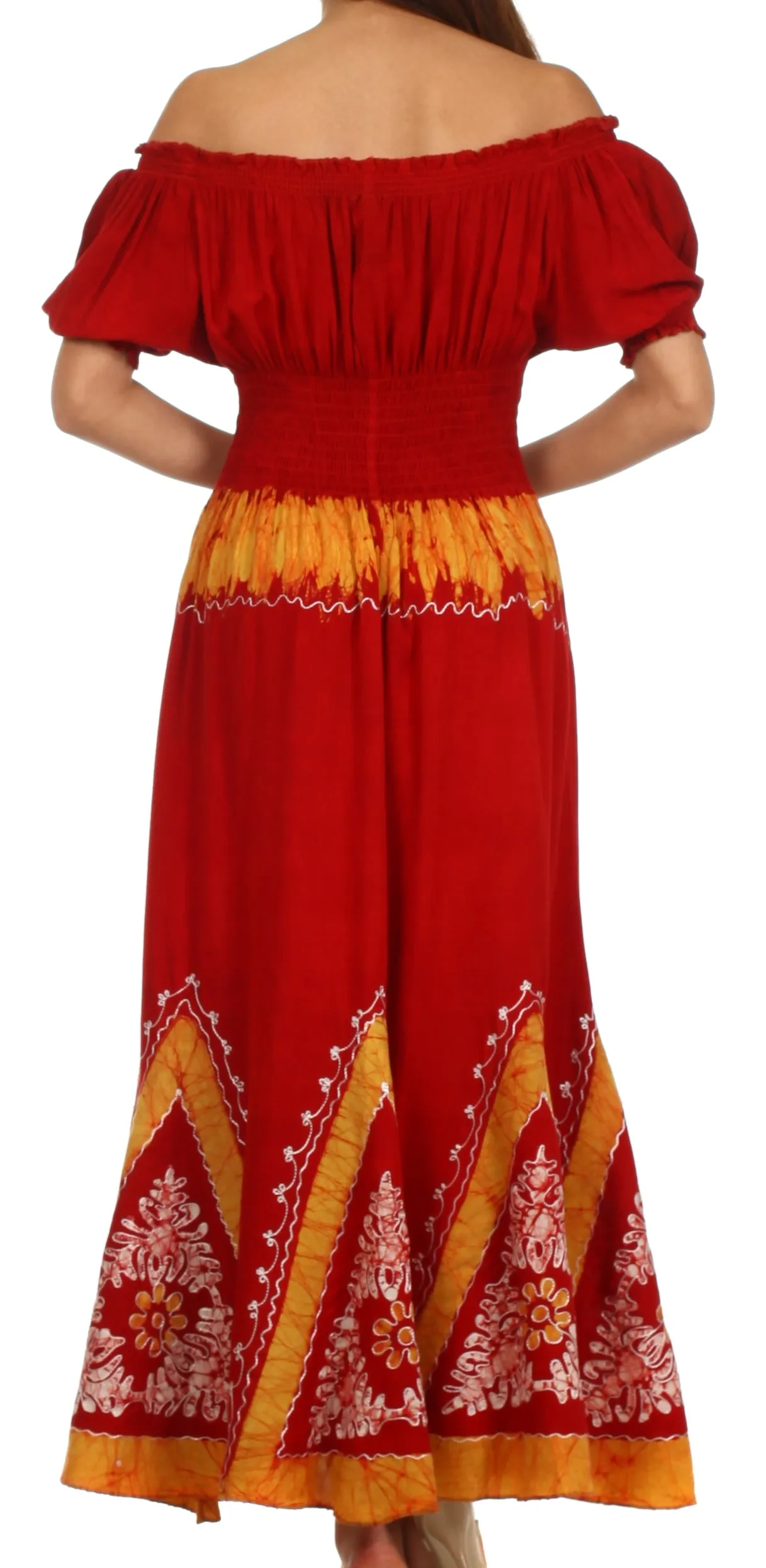 Sakkas Jacquelyn Batik Embroidered Peasant Dress