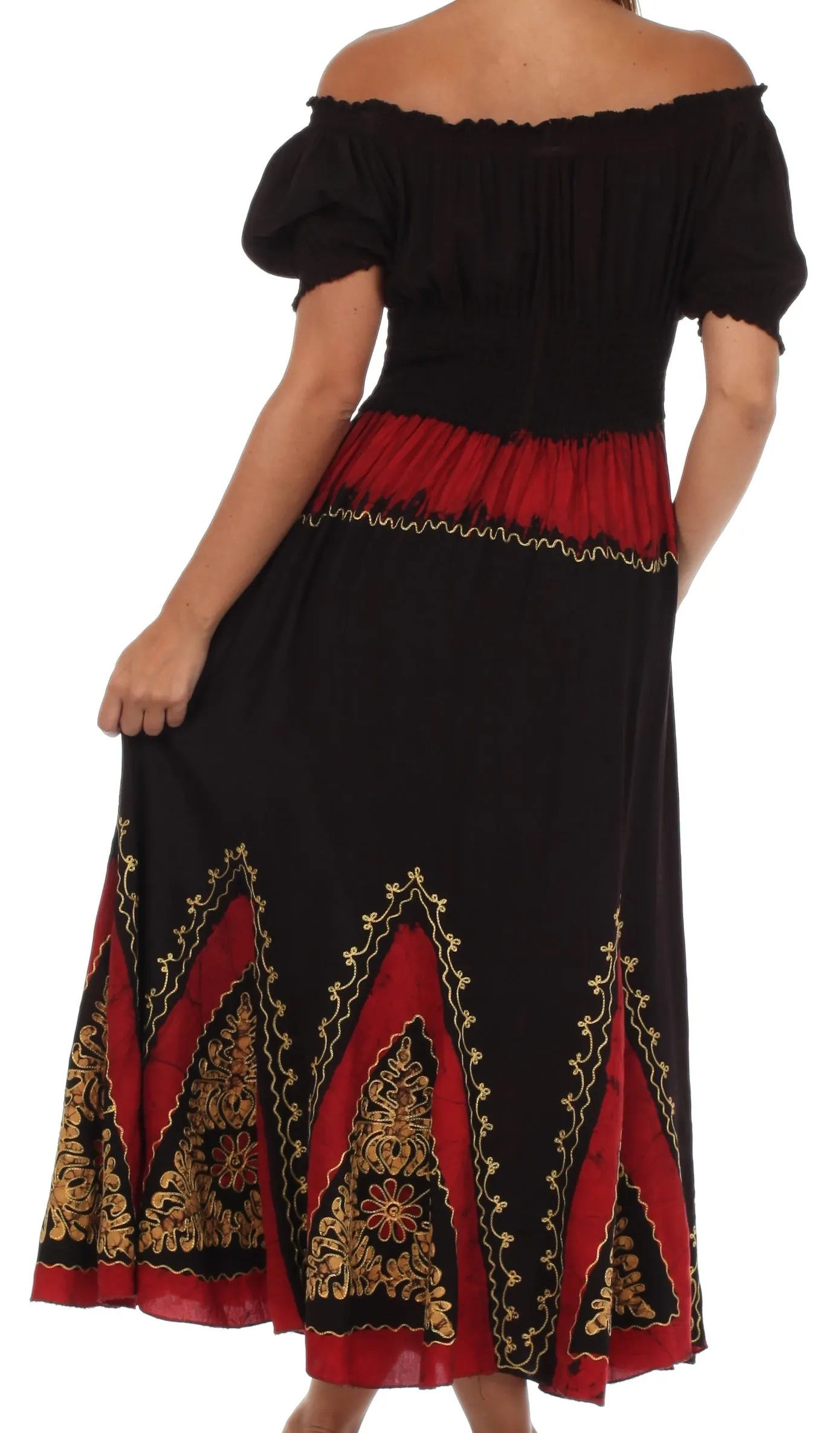 Sakkas Jacquelyn Batik Embroidered Peasant Dress