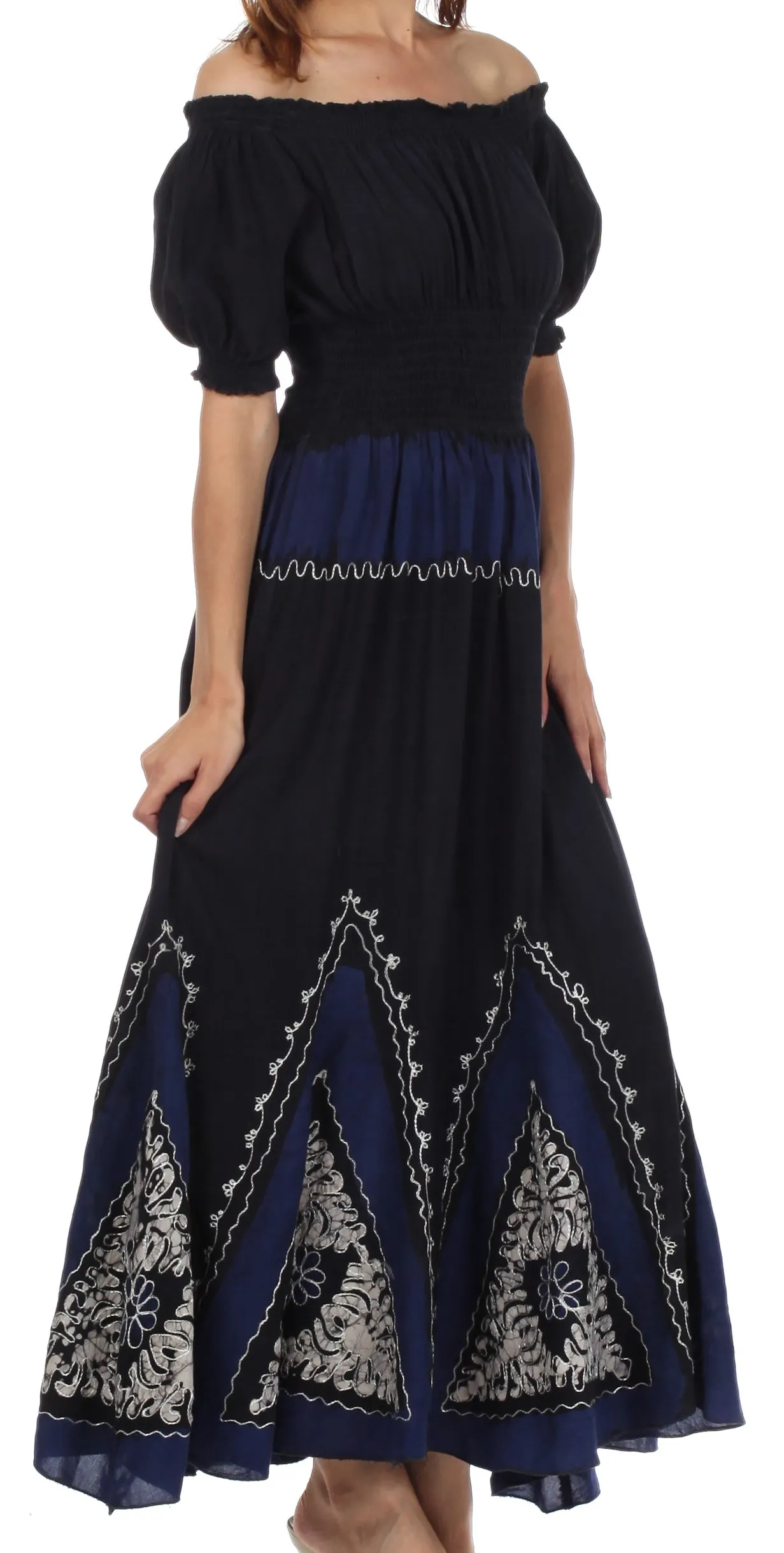 Sakkas Jacquelyn Batik Embroidered Peasant Dress