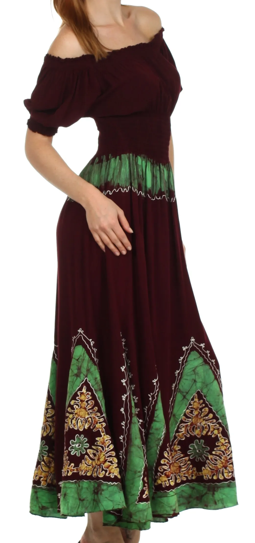 Sakkas Jacquelyn Batik Embroidered Peasant Dress