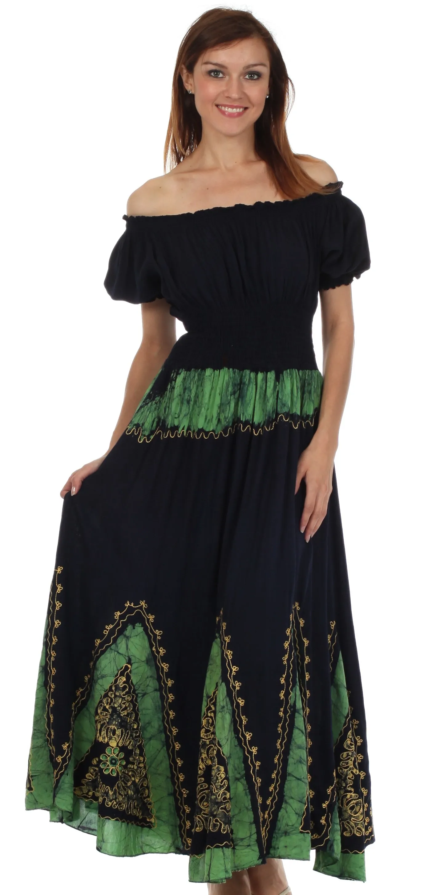 Sakkas Jacquelyn Batik Embroidered Peasant Dress