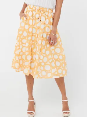 SCANDINAVIAN KAJA Natrual fiber women Skirt - Marigold Print