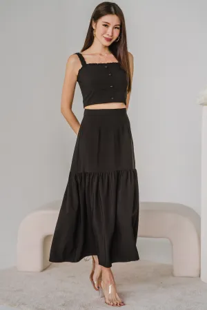 Secret Garden Midi Skirt (Black)