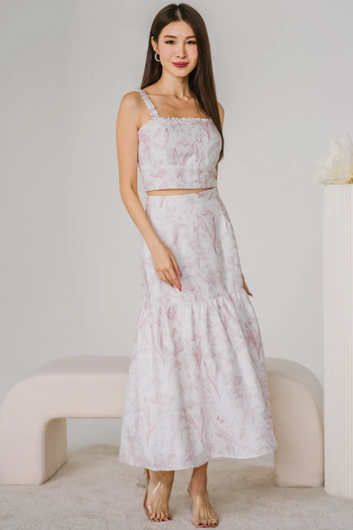 Secret Garden Midi Skirt (Pink)