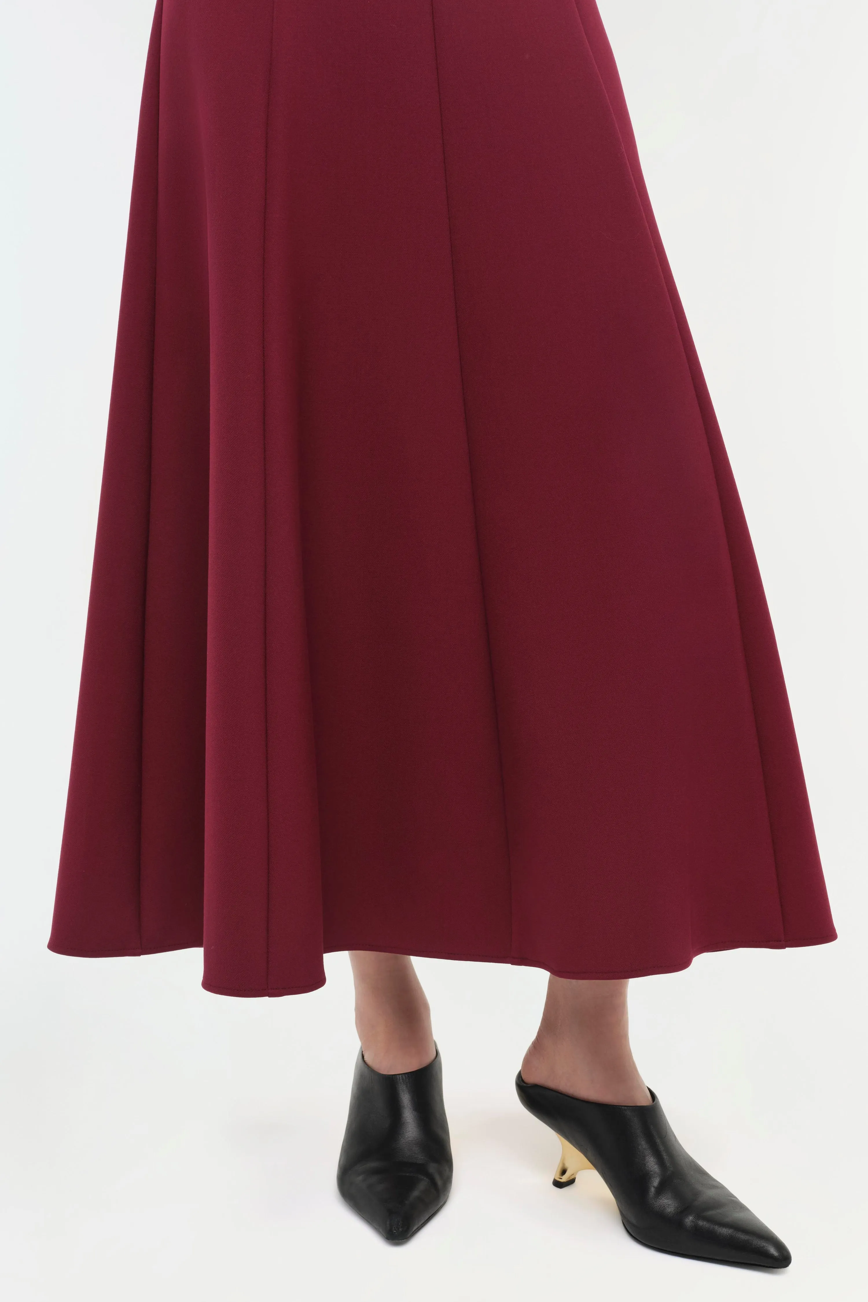 SIMKHAI - Dottie Aline Midi Skirt in Oxblood