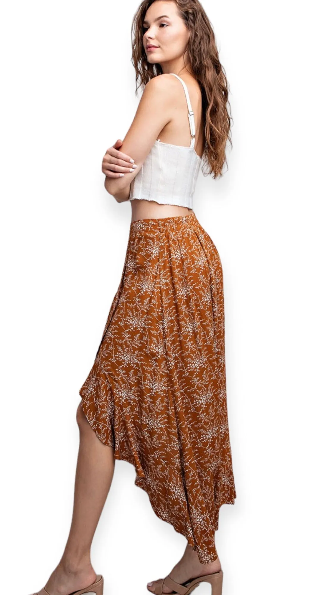 Soft Dainty Blooms Midi Skirt