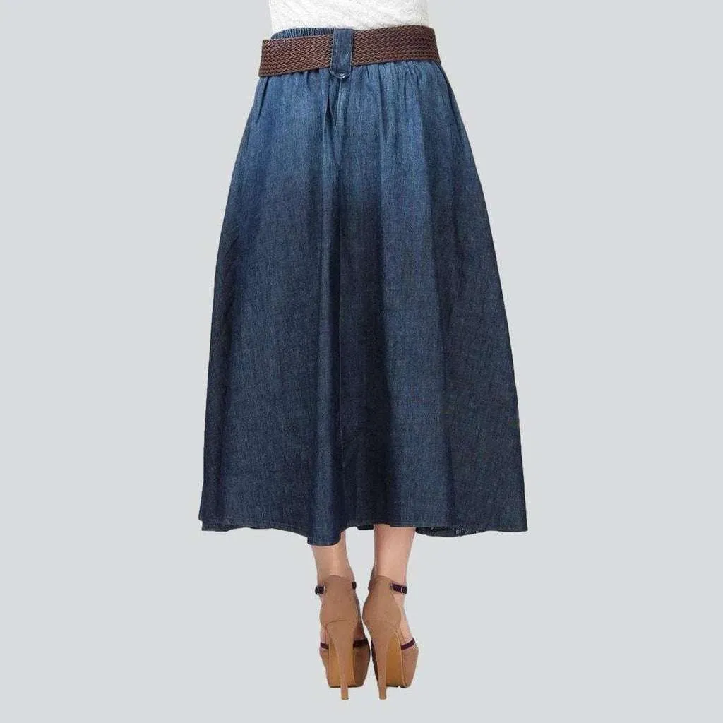 Summer flare long jeans skirt