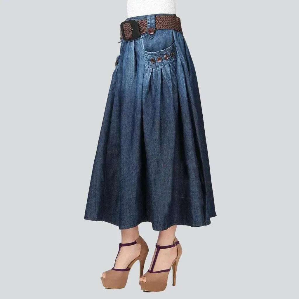 Summer flare long jeans skirt