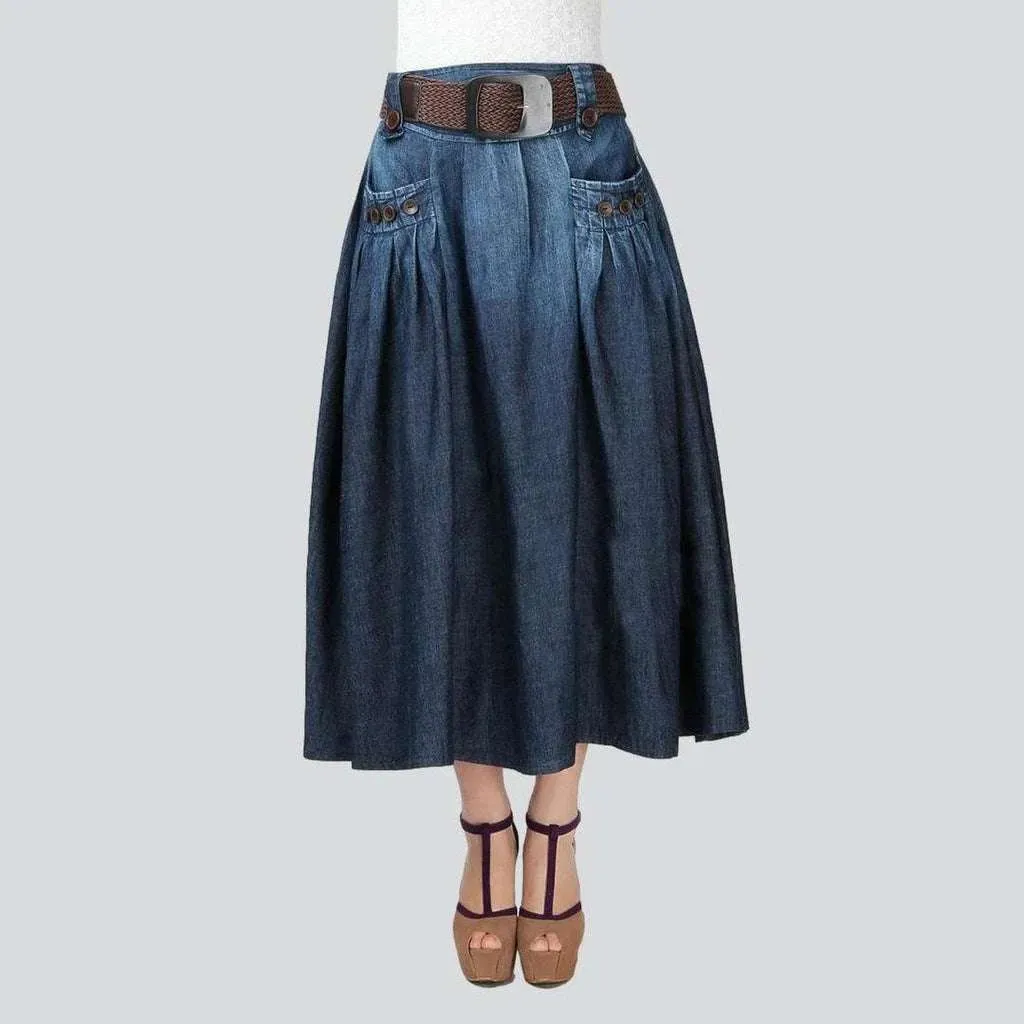 Summer flare long jeans skirt