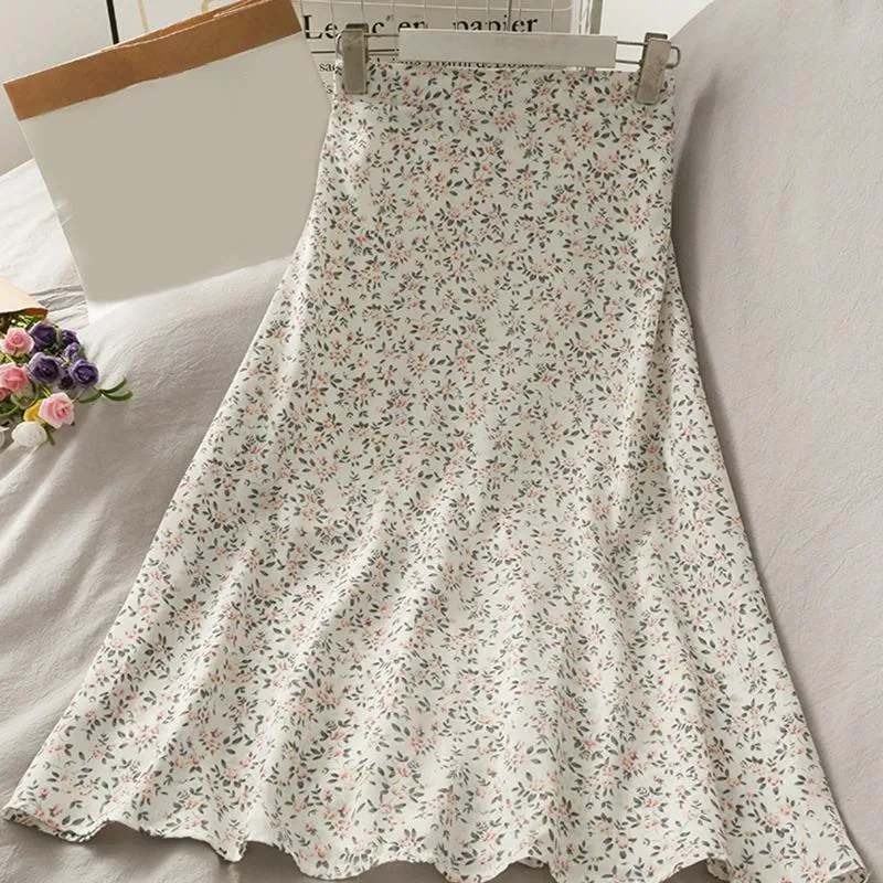 Summer Vintage Floral Print Elastic High Waist Skirt