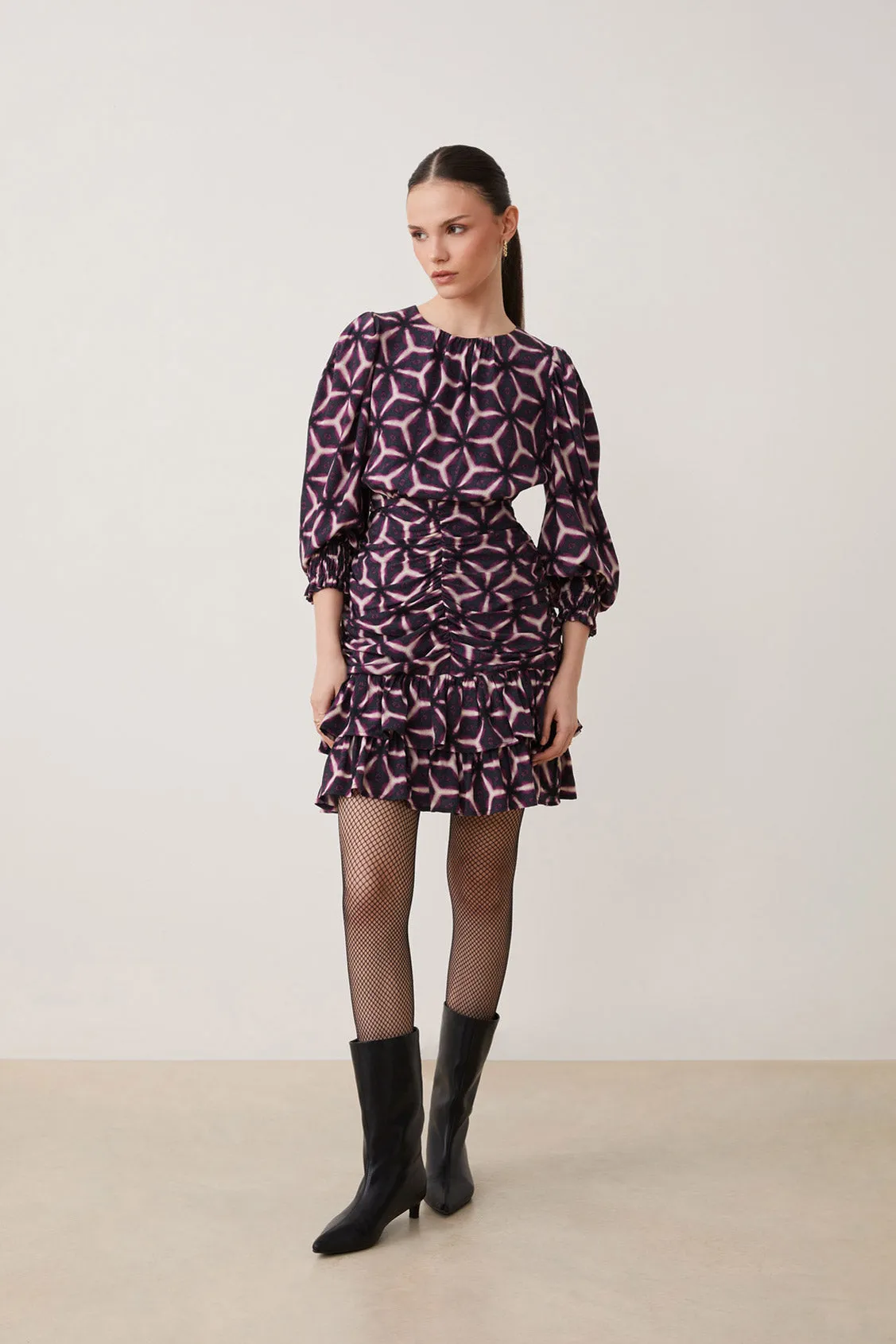 Suncoo Chama Violet & Cream Dress