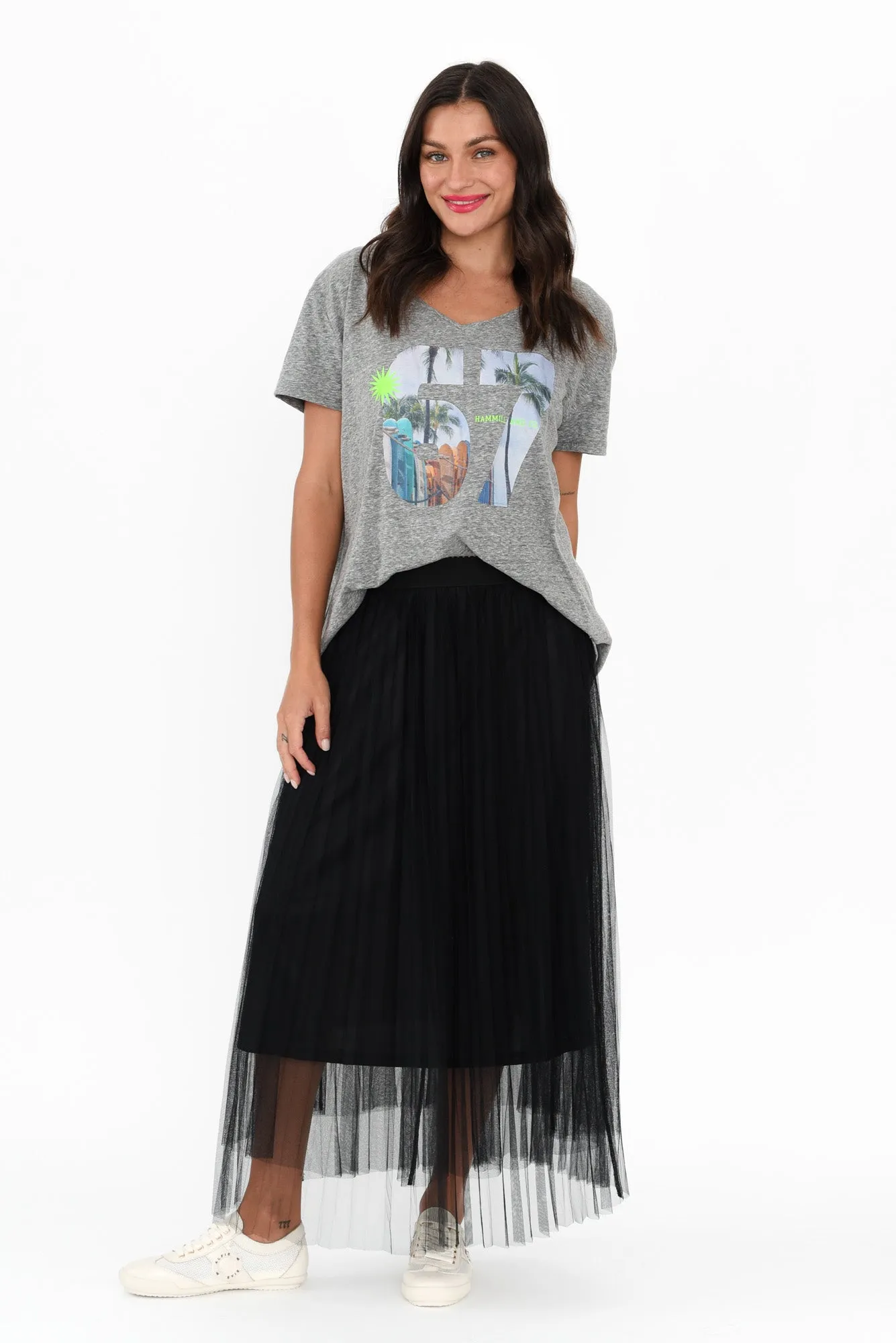 Sway Black Mesh Midi Skirt