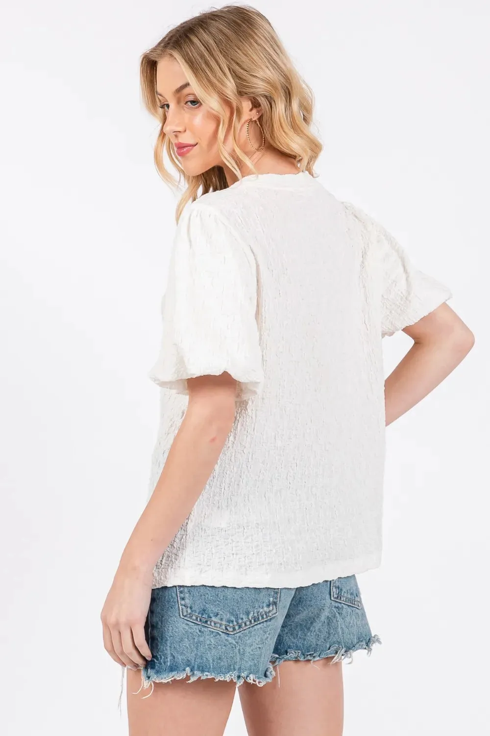 Textured Puff Sleeve Top