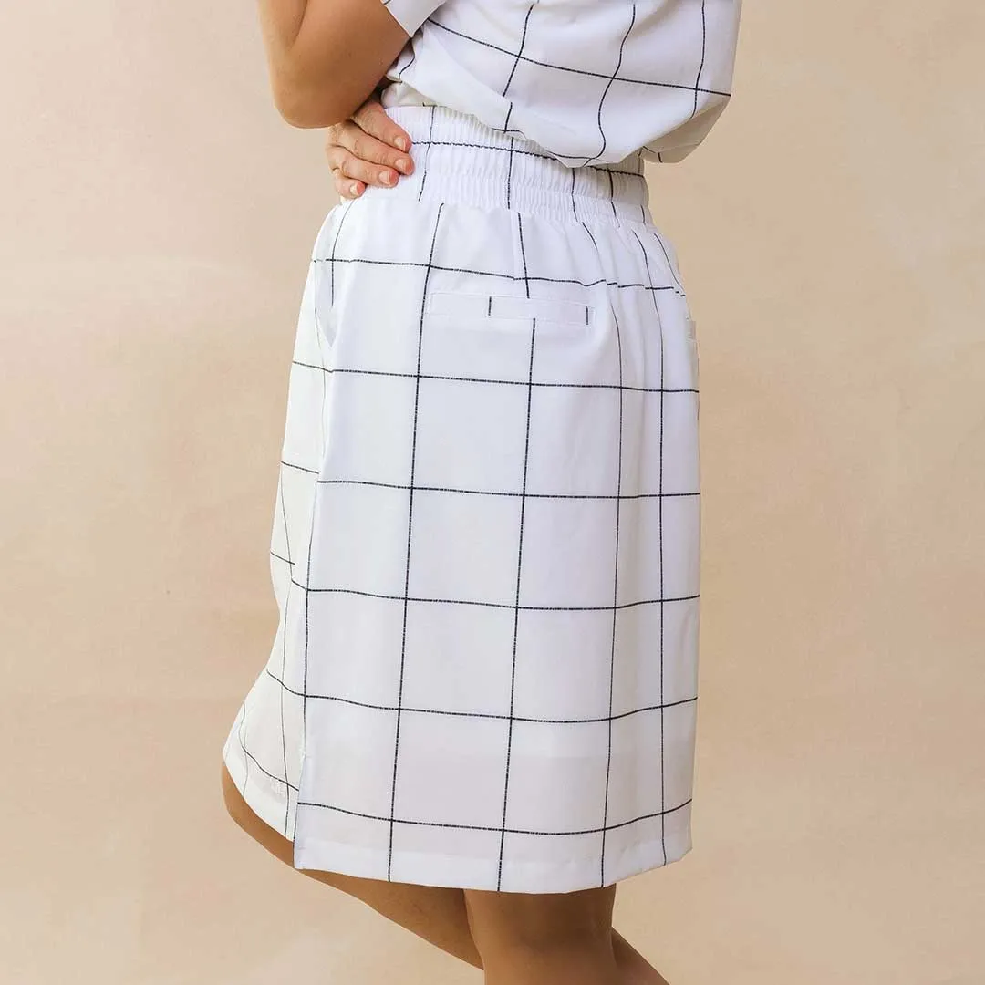 The Away Skirt, White Windowpane