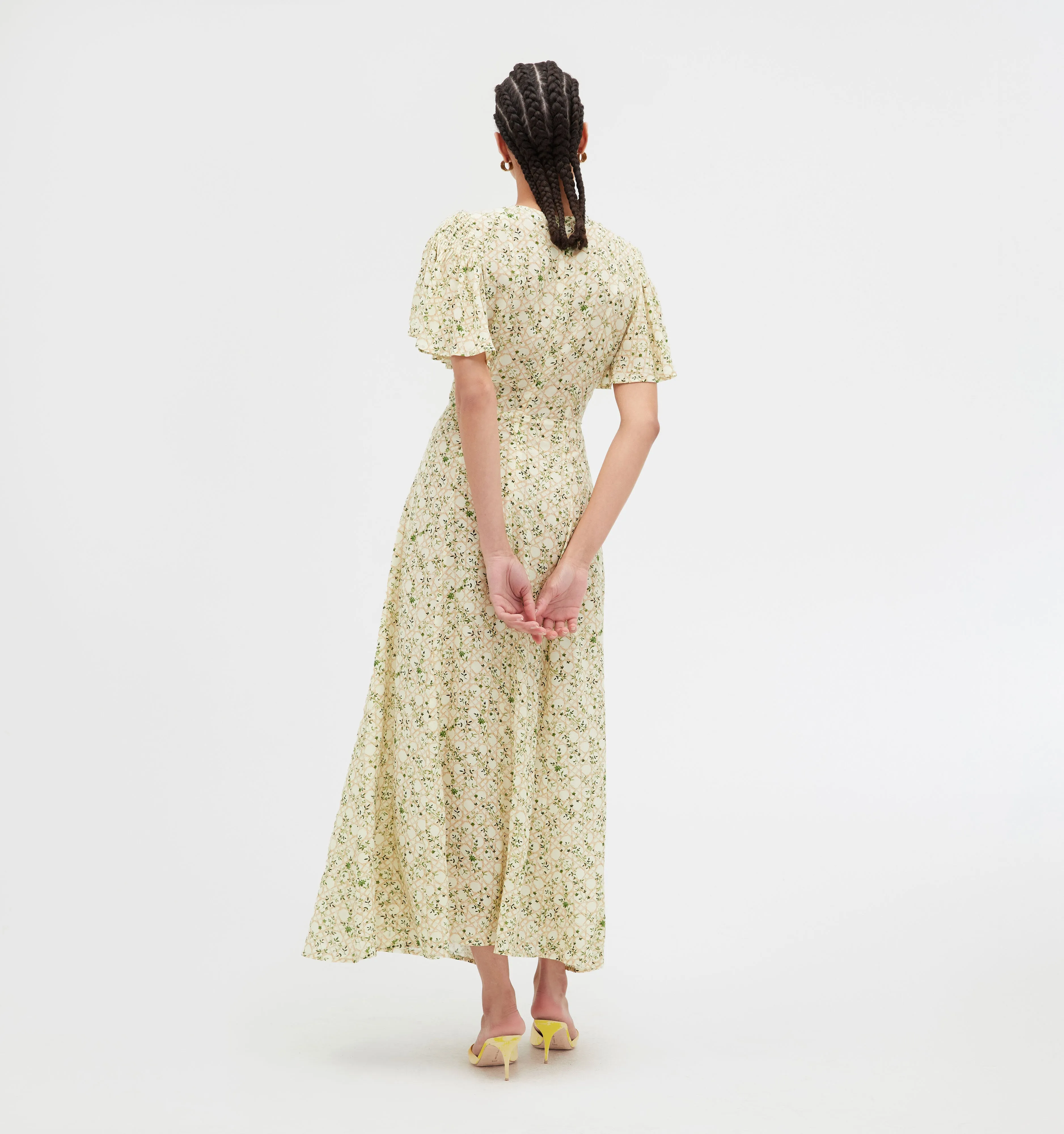 The Dominique Dress - Yellow Basketweave Vine