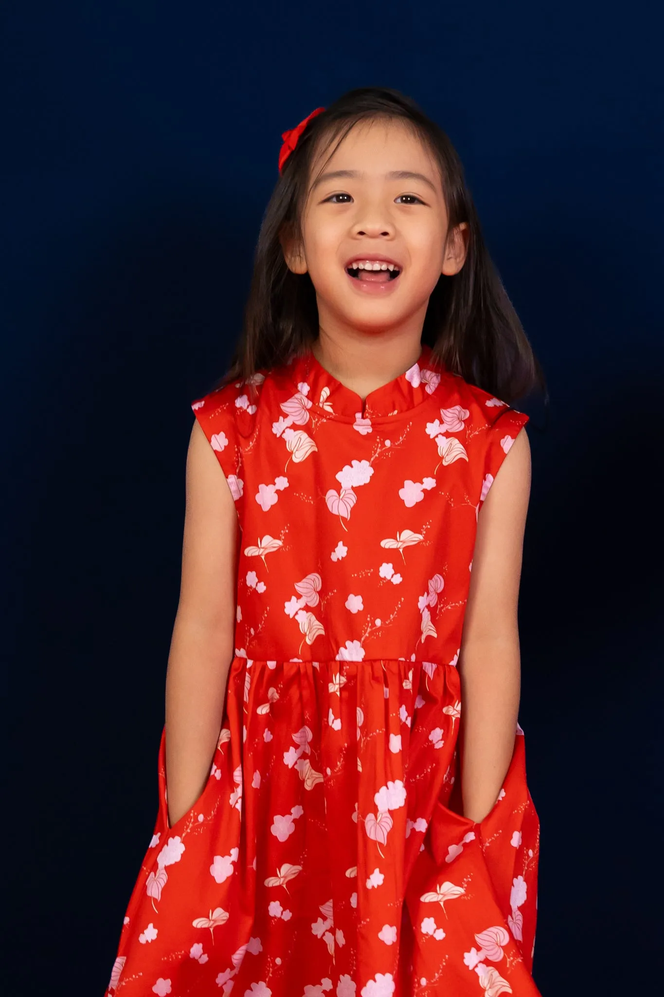 Twirly Cheongsam - Red Blossom Lily