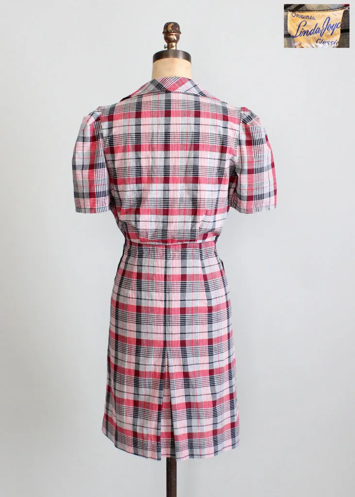 Vintage 1930s Cotton Plaid Swing Dress