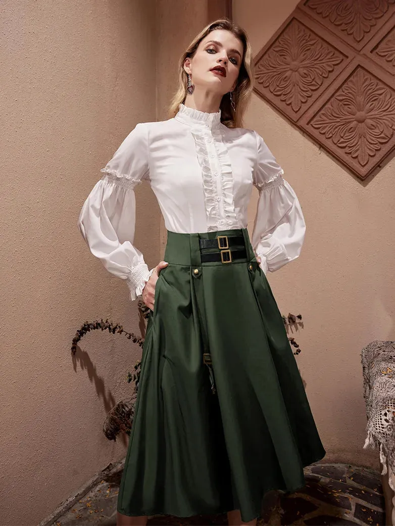 Women Punk Elastic Length Adjustable Skirt With Pocket