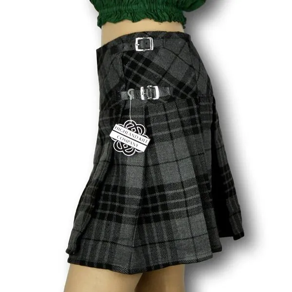 Women's Billie Kilt, Mini Skirt, Grey Watch Tartan