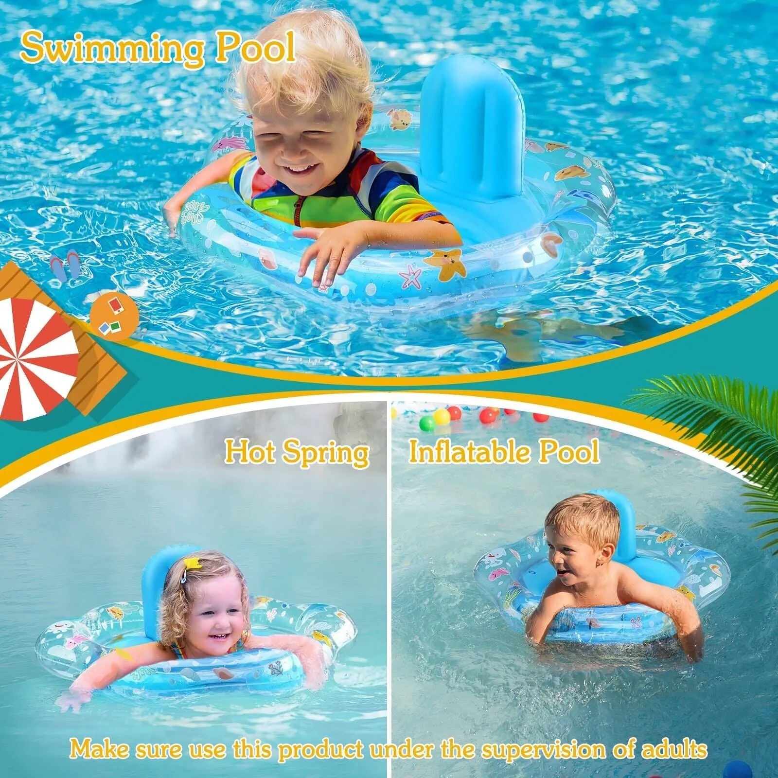 Zooawa Baby Swimming Float, Baby Floats for Pool with Safety Seat